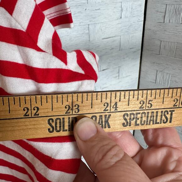 Lauren Ralph Lauren T-shirt red white stripes lace embroidered initials plus Sz - Picture 9 of 10